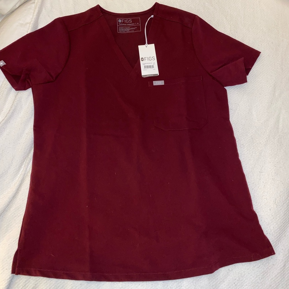 Maroon Catarina - One Pocket Scrub Top FIGS